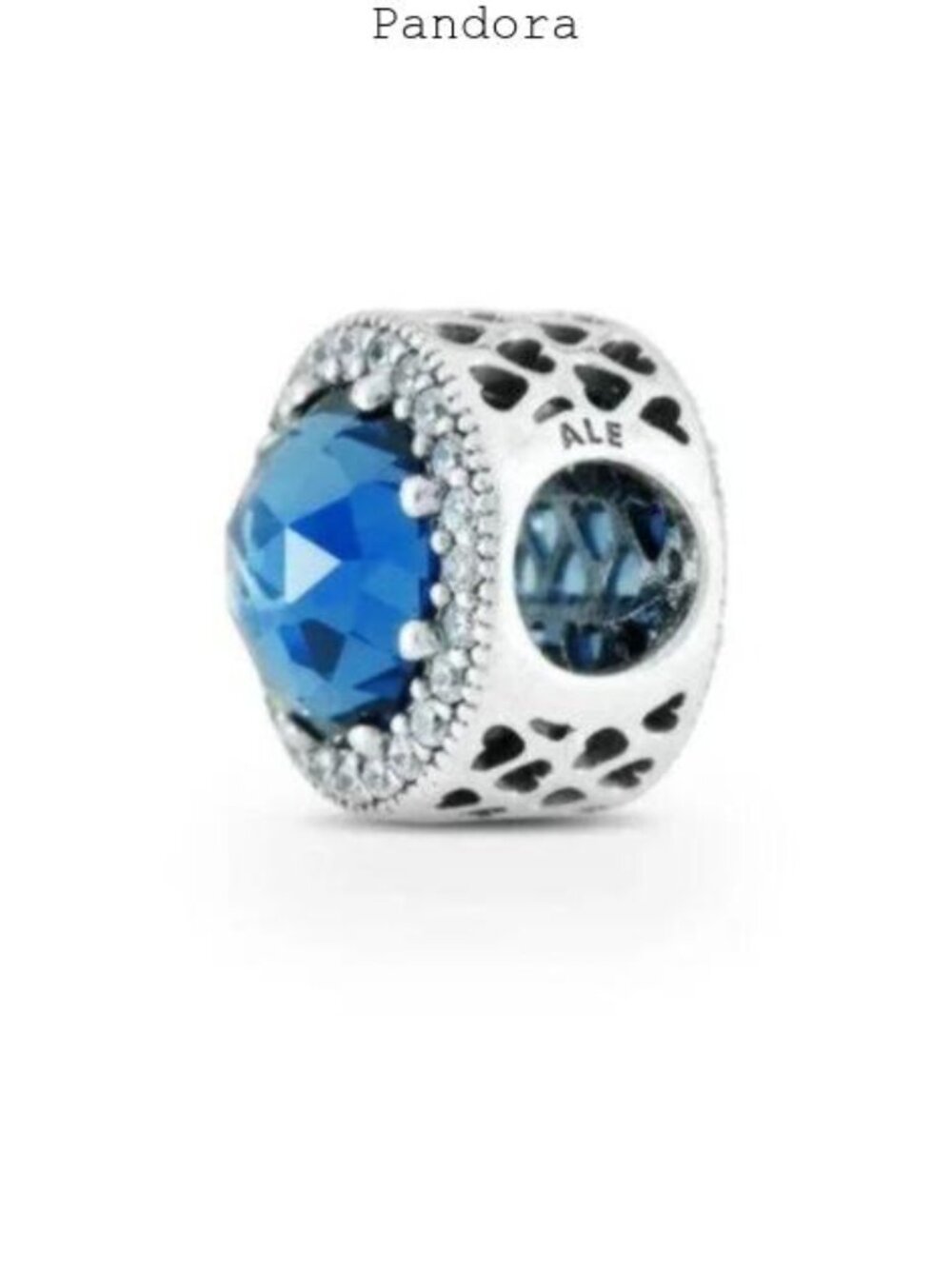 Pandora Blue Crystal Heart Charm Bead